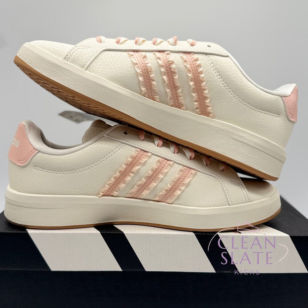 Adidas Grand Court 3.0 J Wonder White Halo Blush KJ1822 Youth Size 7 NIB - Picture 4 of 7